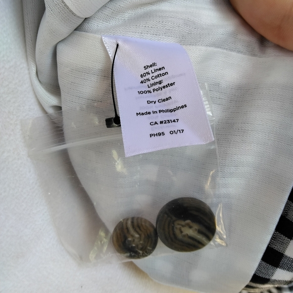 Talbots Wesley Linen Cotton Blend Notched Collar Gingham Blazer Size 2 - Picture 9 of 9